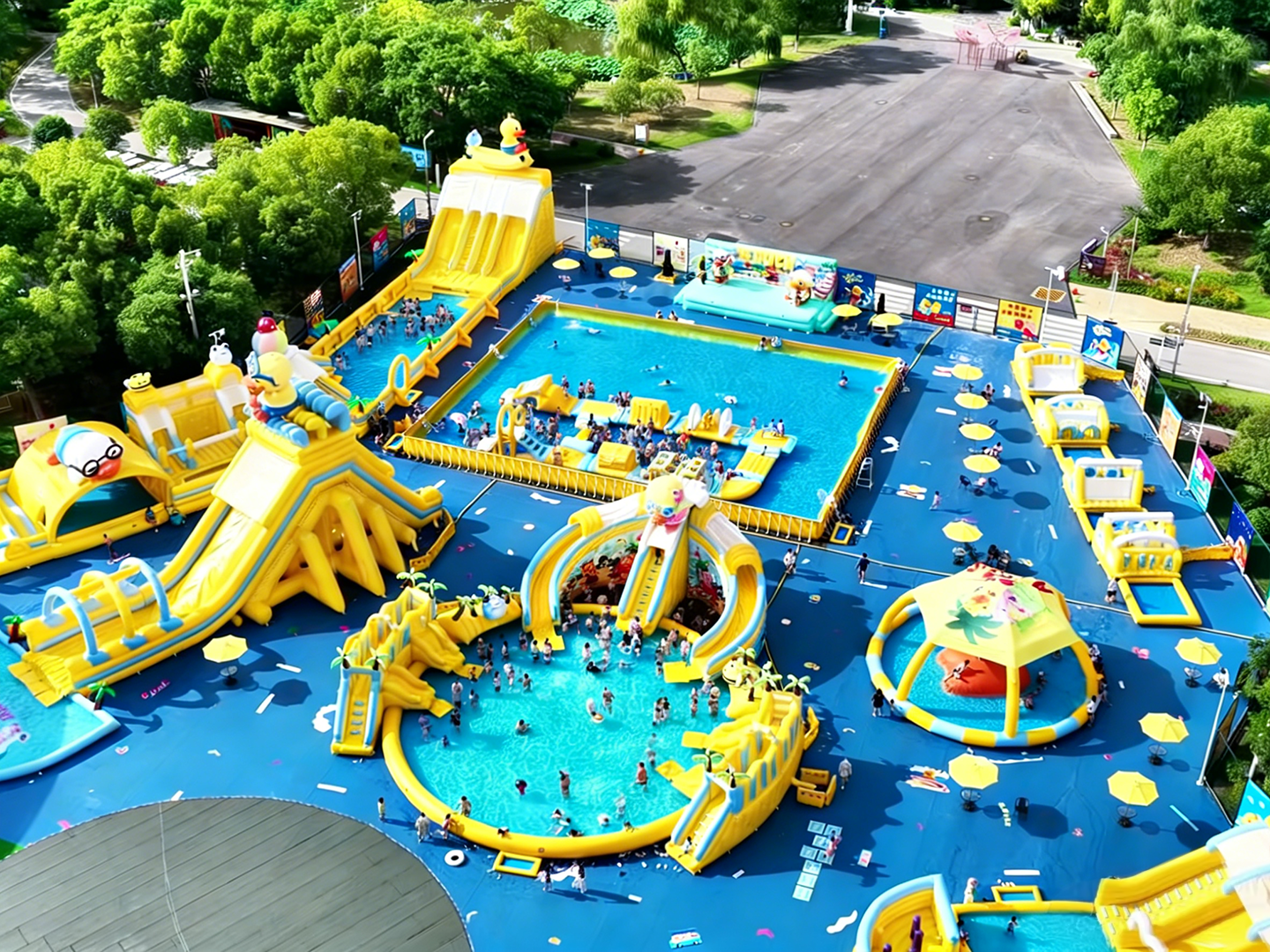 移动式充气水池滑梯组合